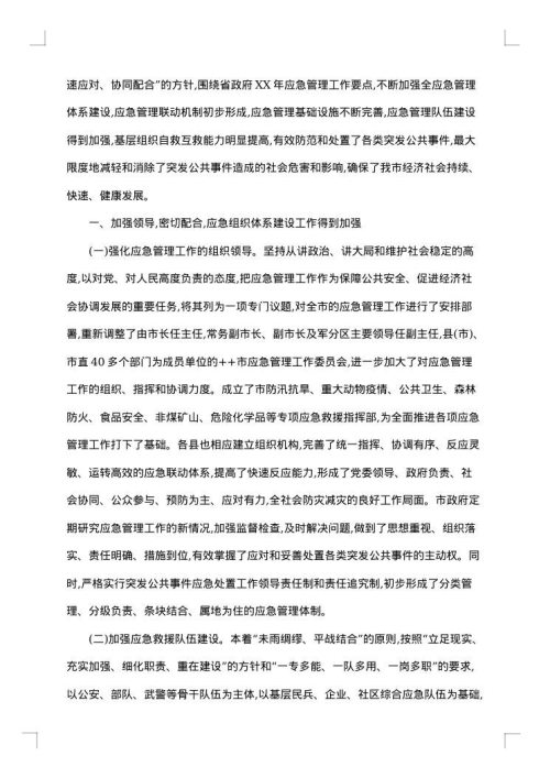 应急管理办公室工作总结范文