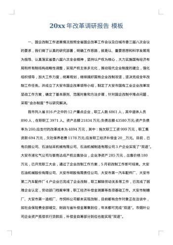 20xx年改革调研报告