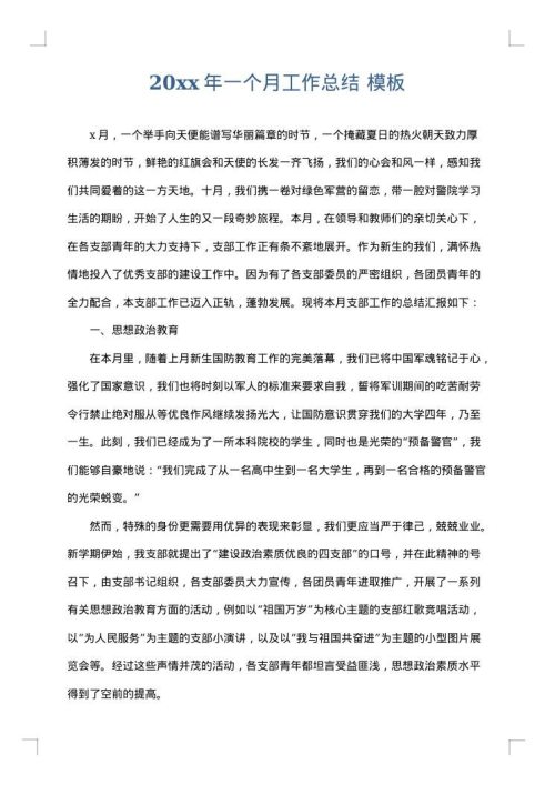 2025年一个月工作总结