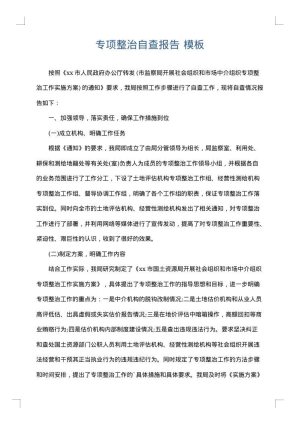 专项整治自查报告
