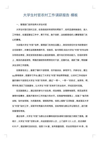 大学生村官农村工作调研报告