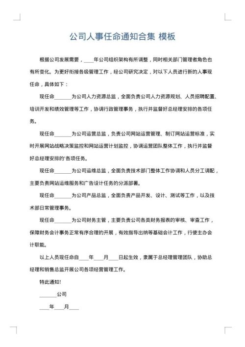 公司人事任命通知合集