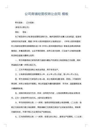 公司商铺经营权转让合同