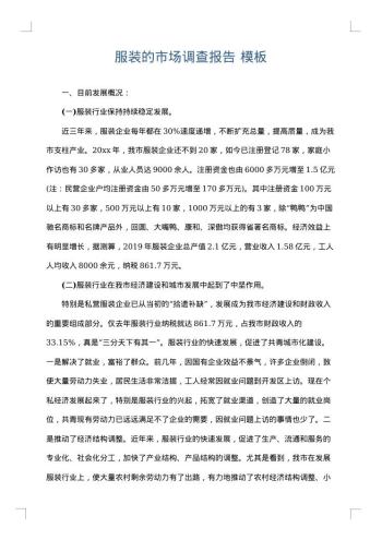 服装的市场调查报告