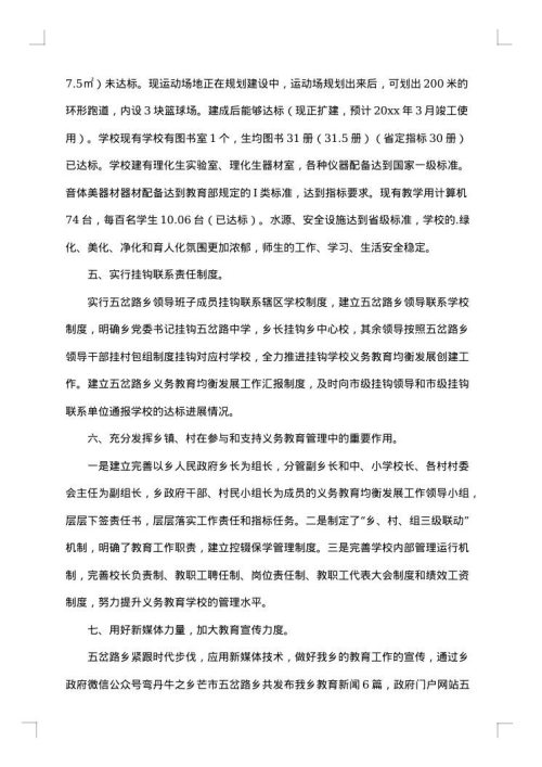 义务教育均衡发展自查报告