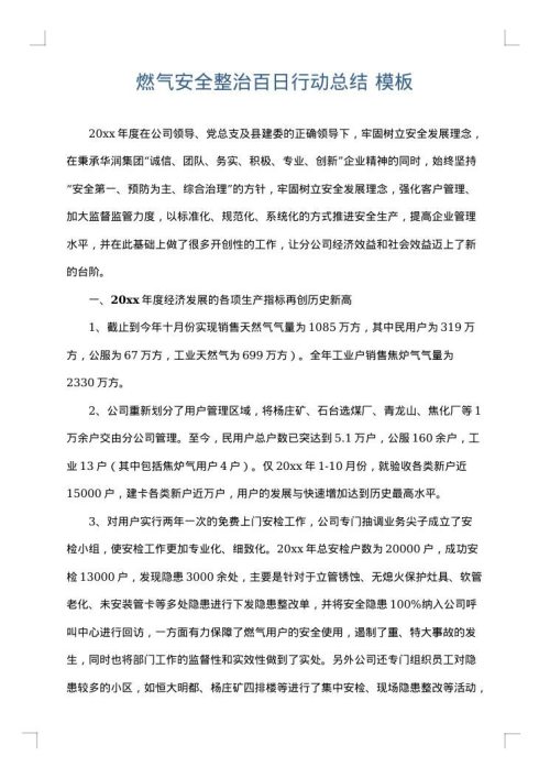 燃气安全整治百日行动总结