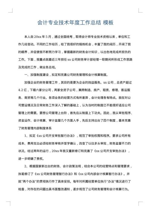 会计专业技术年度工作总结
