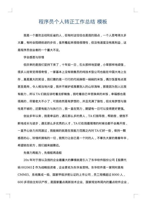 程序员个人转正工作总结