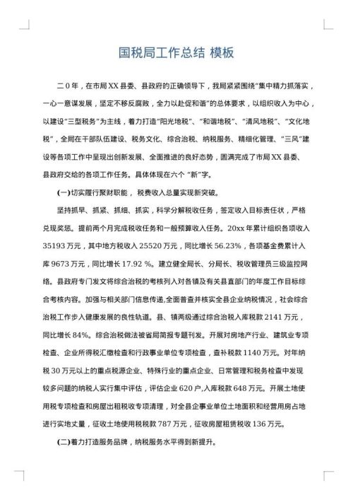 国税局工作总结