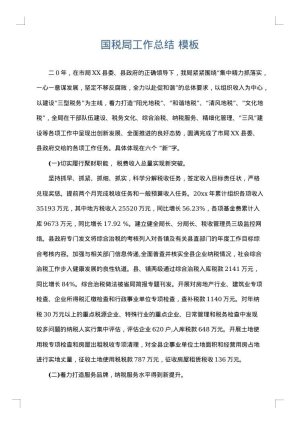 国税局工作总结