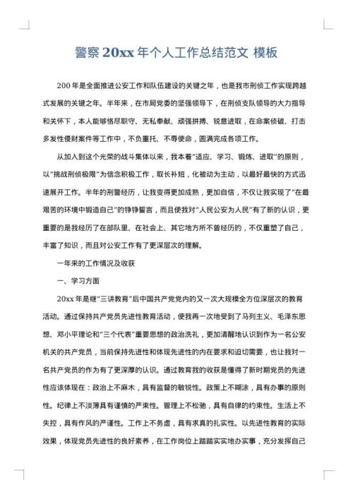 警察2025年个人工作总结范文
