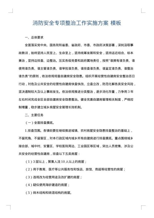 消防安全专项整治工作实施方案