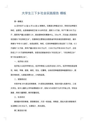 大学生三下乡社会实践报告