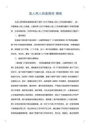 选人用人自查报告