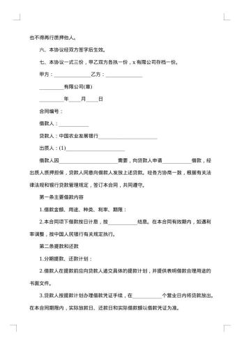 借款质押用担保合同