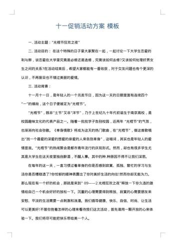 十一促销活动方案