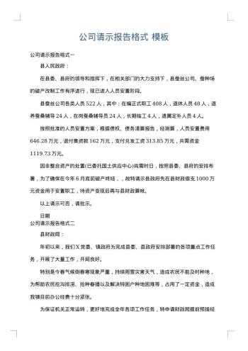 公司请示报告格式