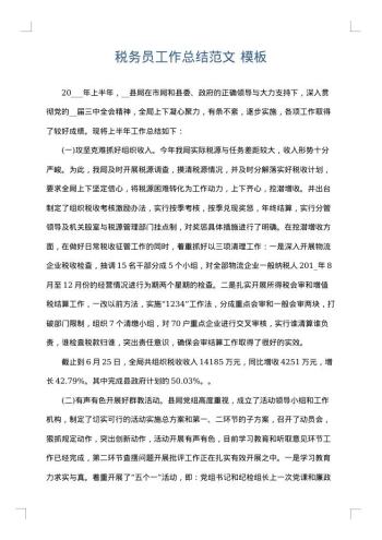 税务员工作总结范文