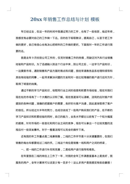 2025年销售工作总结与计划