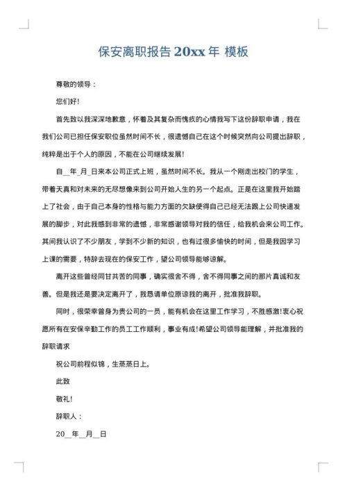 保安离职报告2025年