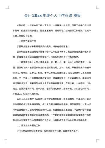 会计20xx年终个人工作总结