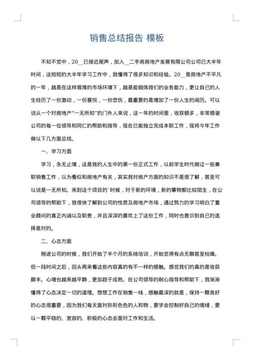 销售总结报告