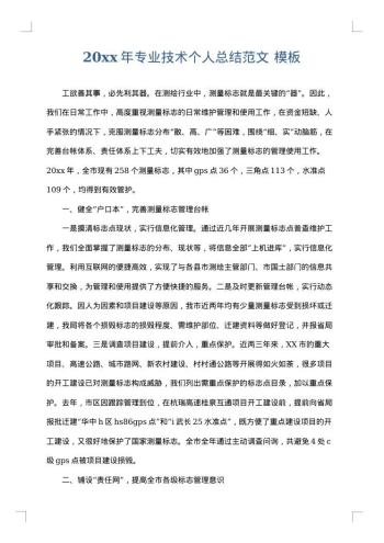 20xx年专业技术个人总结范文