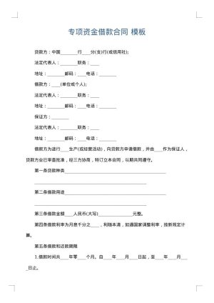 专项资金借款合同