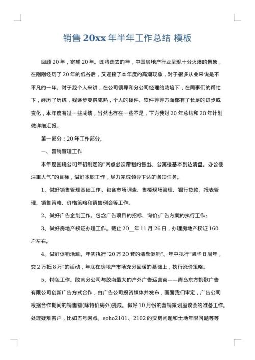 销售2025年半年工作总结