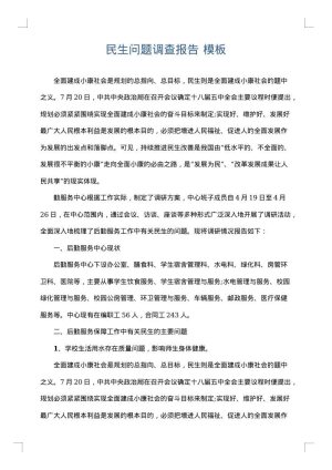 民生问题调查报告