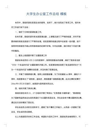 大学生办公室工作总结