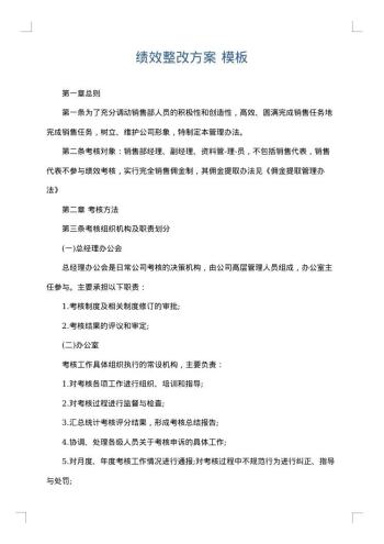 绩效整改方案