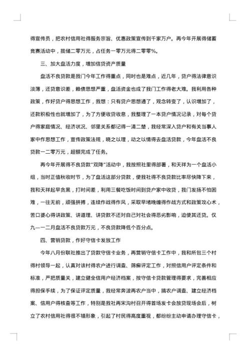 2025年信用社个人工作总结范文