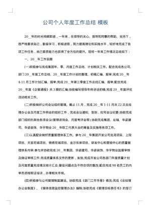 公司个人年度工作总结