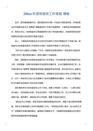 2025年领导指导工作简报