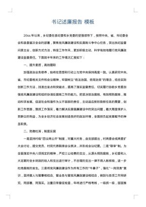 书记述廉报告
