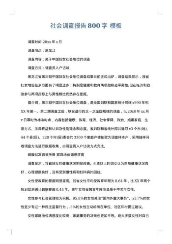 社会调查报告800字
