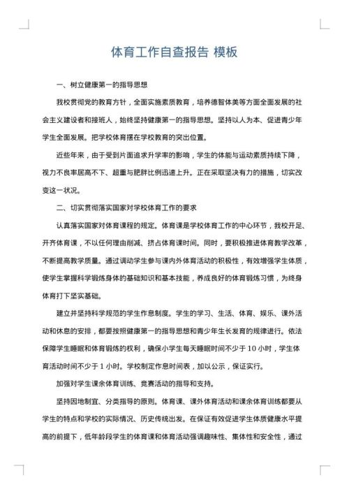 体育工作自查报告