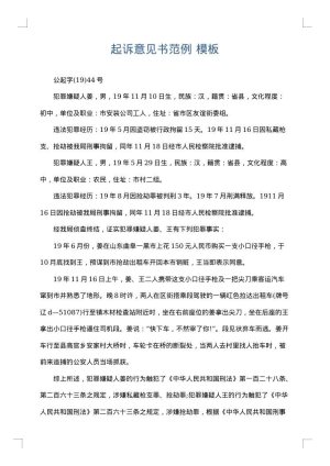起诉意见书范例