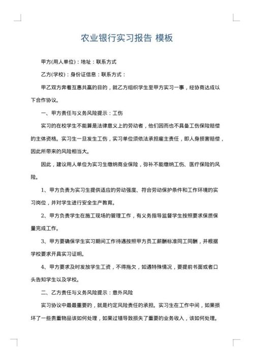 农业银行实习报告