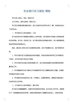 农业银行实习报告