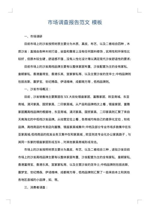市场调查报告范文