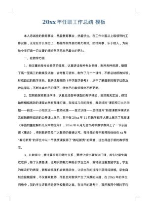 2025年任职工作总结