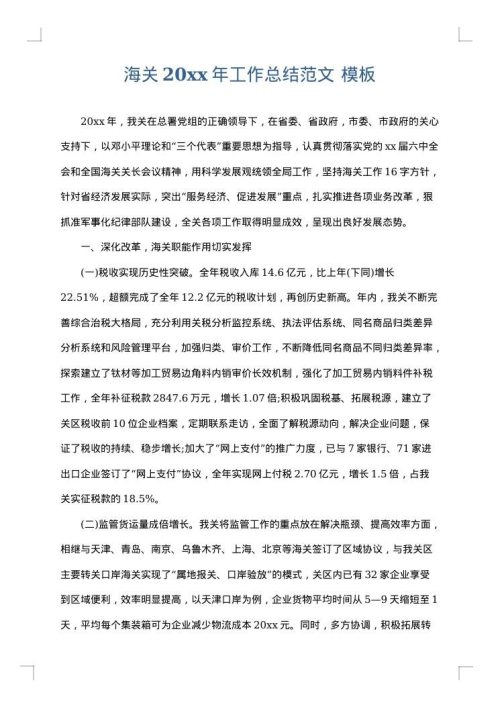 海关2025年工作总结范文
