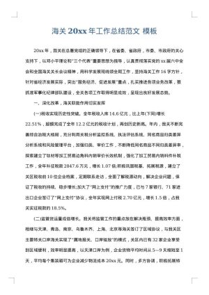 海关2025年工作总结范文