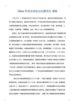 2025年终总结会议纪要范文