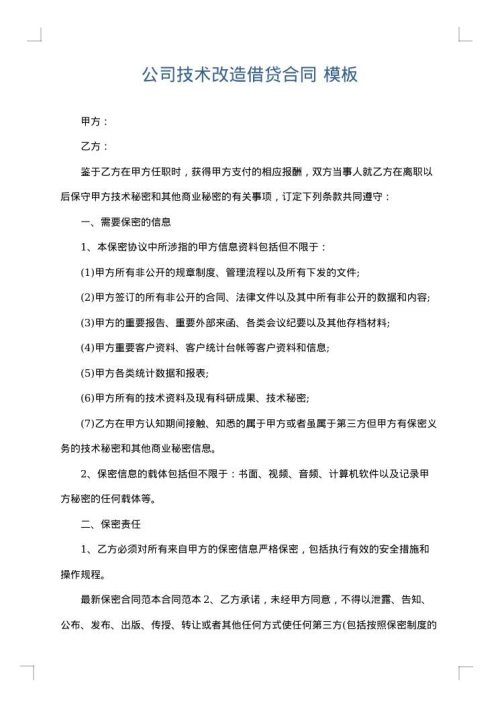 公司技术改造借贷合同