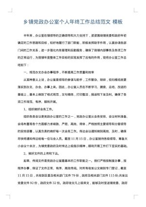 乡镇党政办公室个人年终工作总结范文