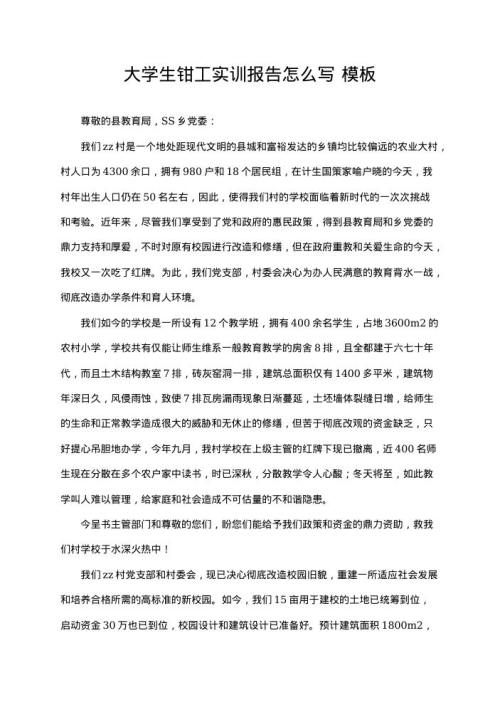 大学生钳工实训报告怎么写 免费下载