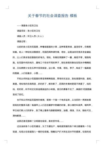 关于春节的社会调查报告